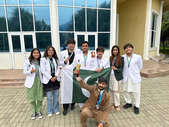 Team Pakistan with flags